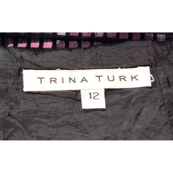 Trina Turk Mini Skirt Pencil Geometric Sz 12 Black Multi Color Mod 60s-70s Style - Picture 8 of 13